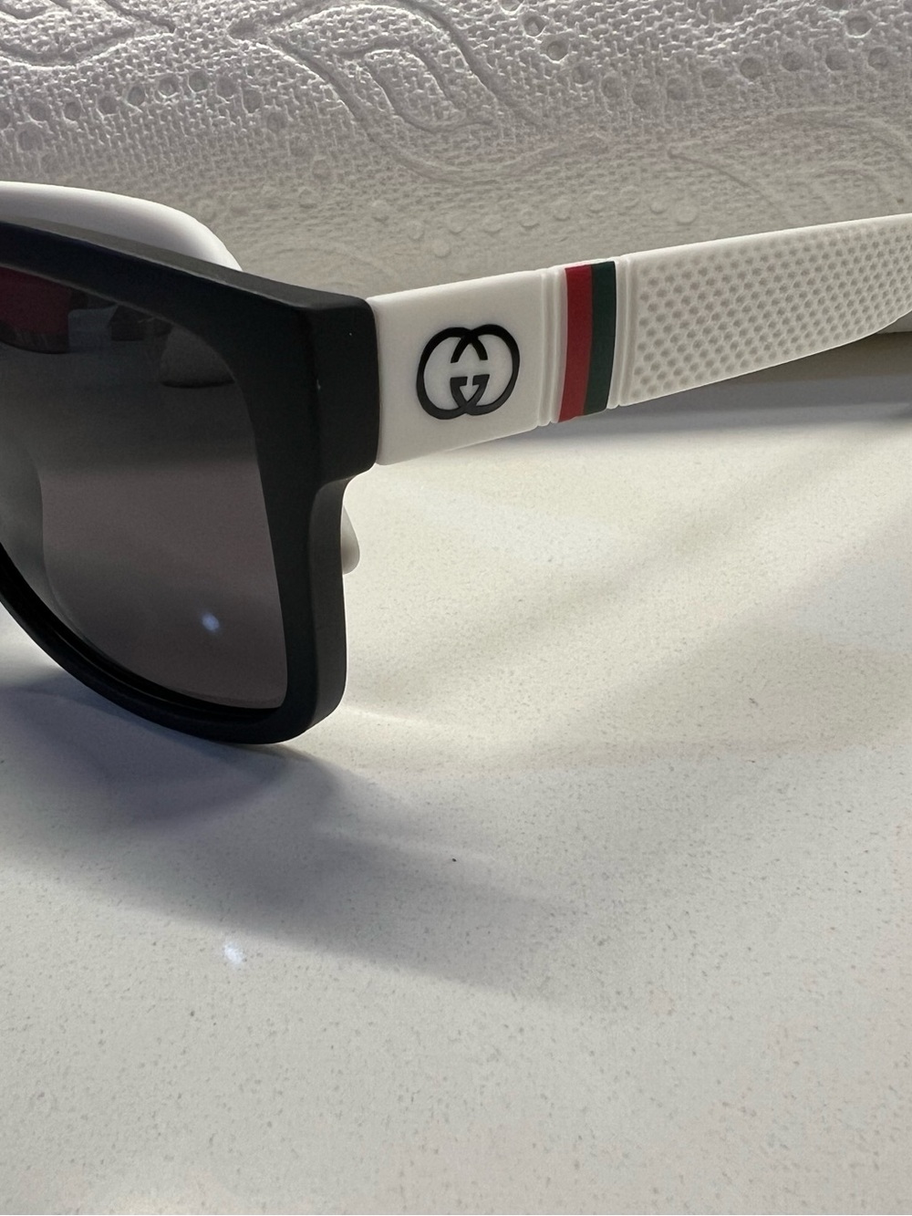 GG - Golden Goods “my brand  Black & White Sunglasses with Red and Green Accent